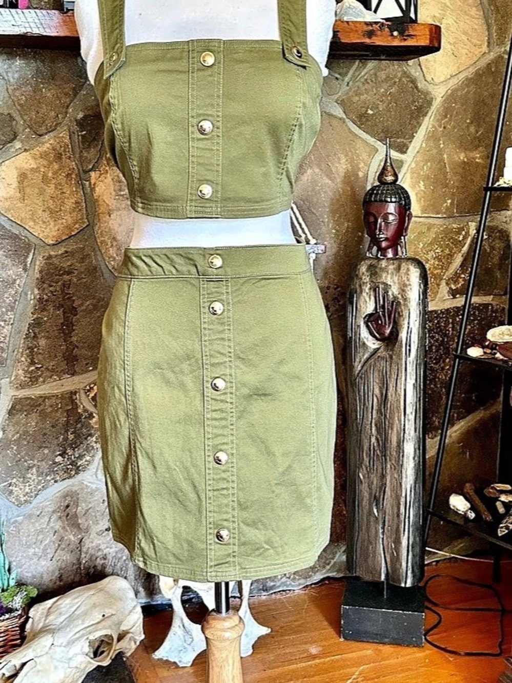 Michael Kors Green Two-Piece Mini Skirt Set Size Large